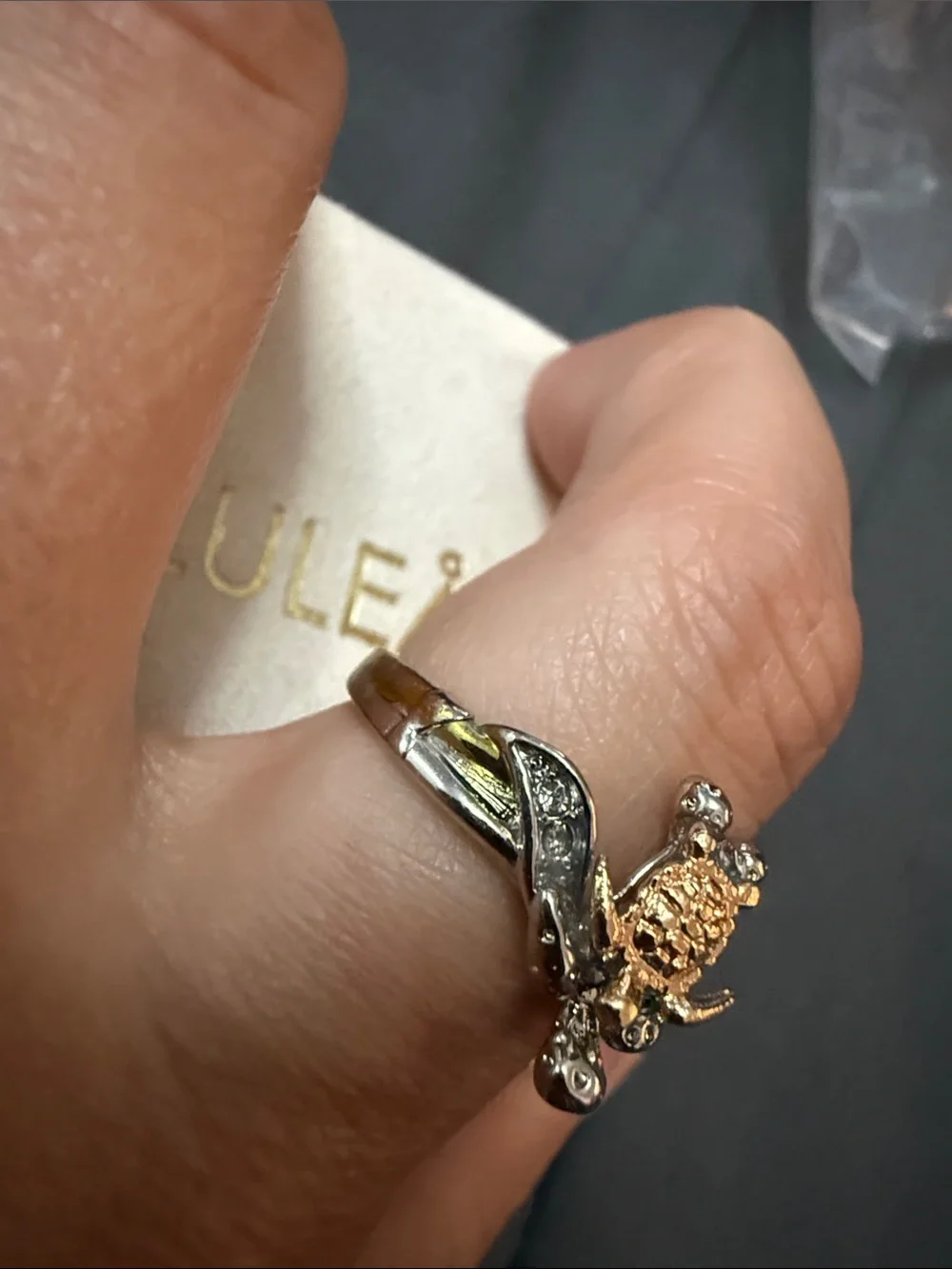 925‎ Mom loves you forever turtle ring